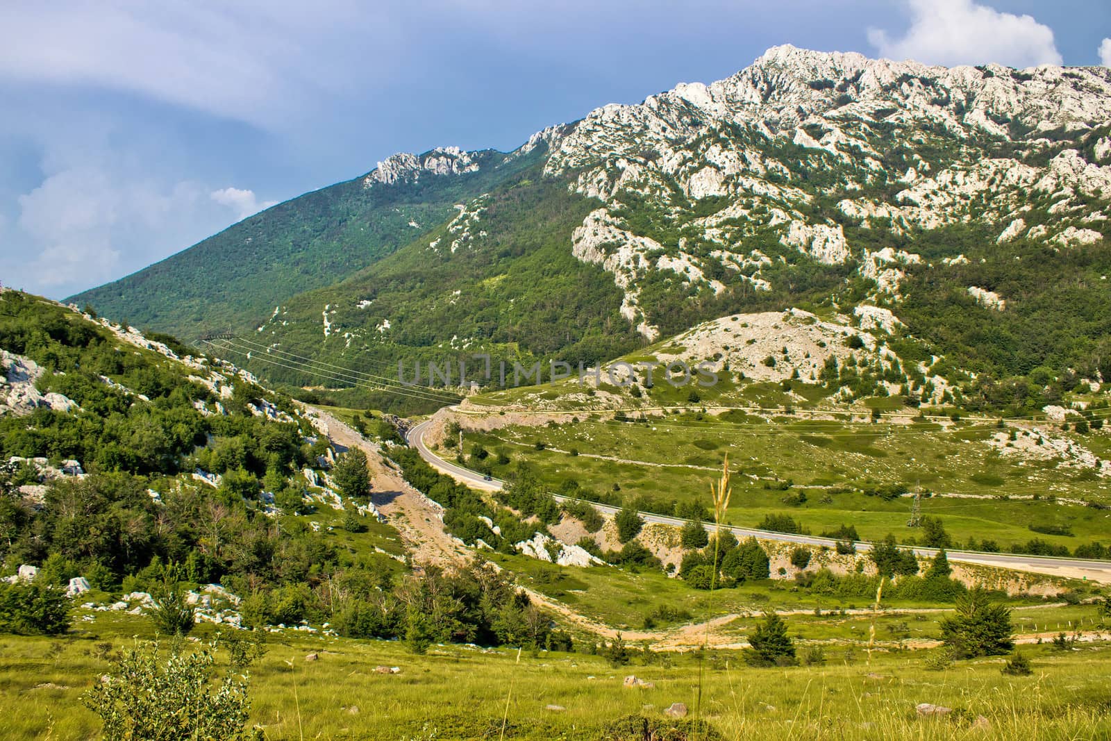 Velebit mountain Prezid pass green landscape, Dalmatia, croatia