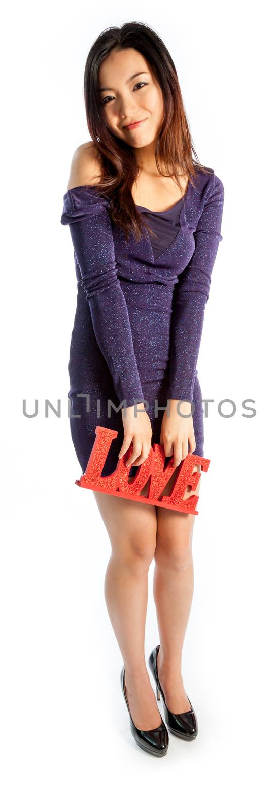 Romantic people in love shot in studio isolated on a white background