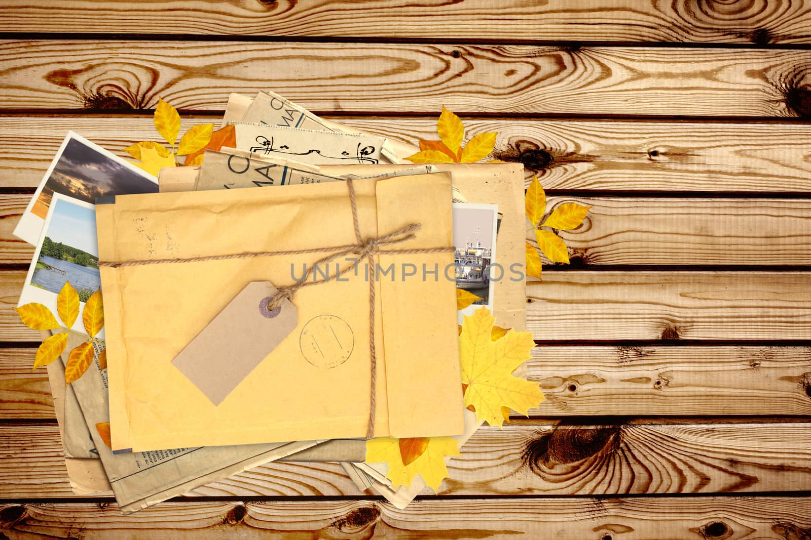 Old envelope with label for scrapbooking design