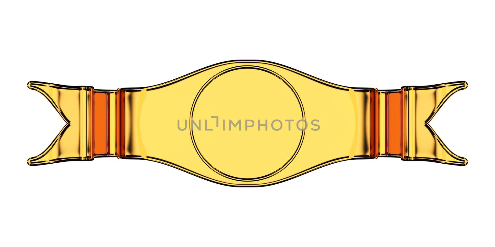 Golden emblem or label with blank circle shape. Useful as certificate isolated on white