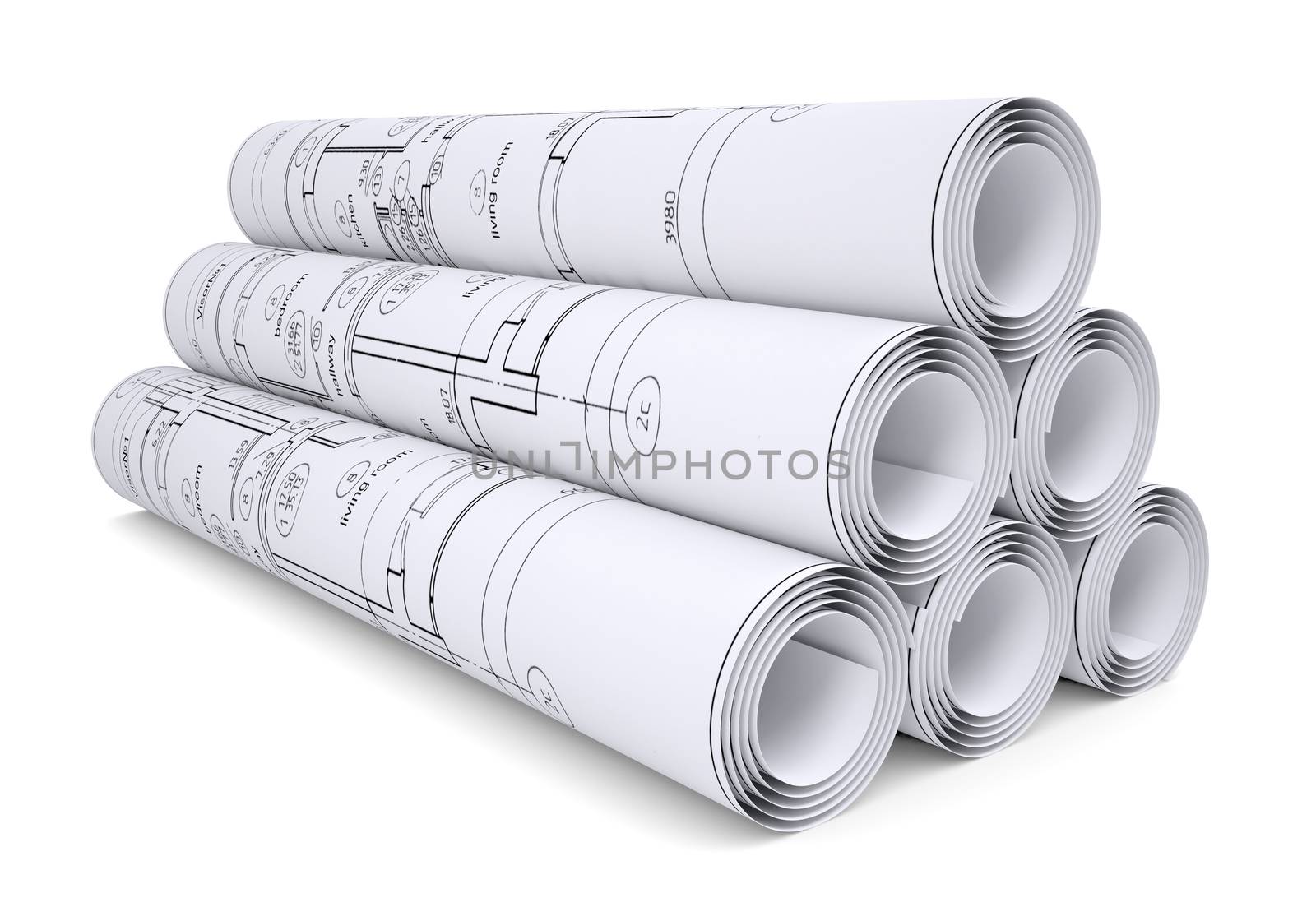 Scrolls of engineering drawings by cherezoff