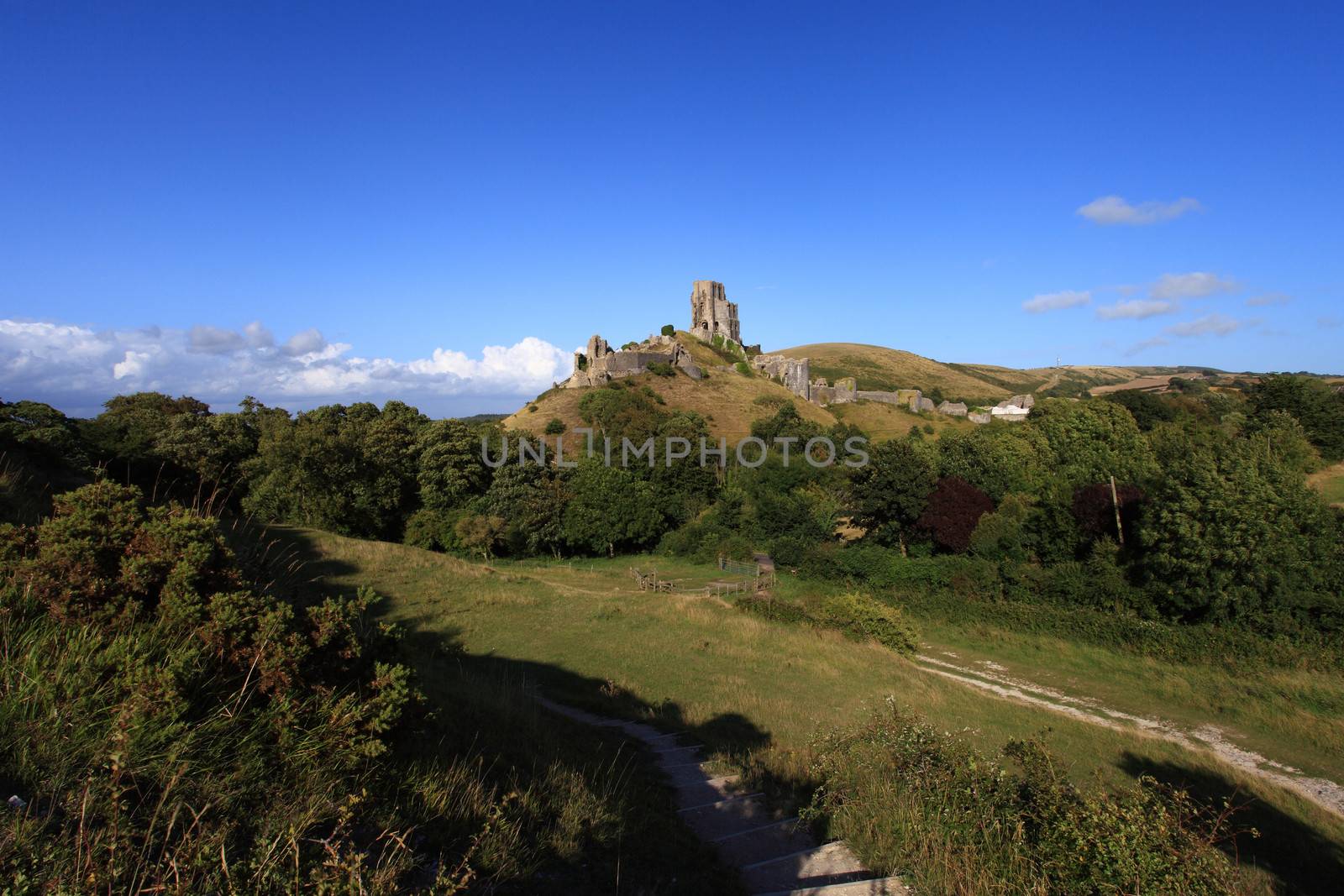 Corfe Castle Ruins in South England Dorset Europe