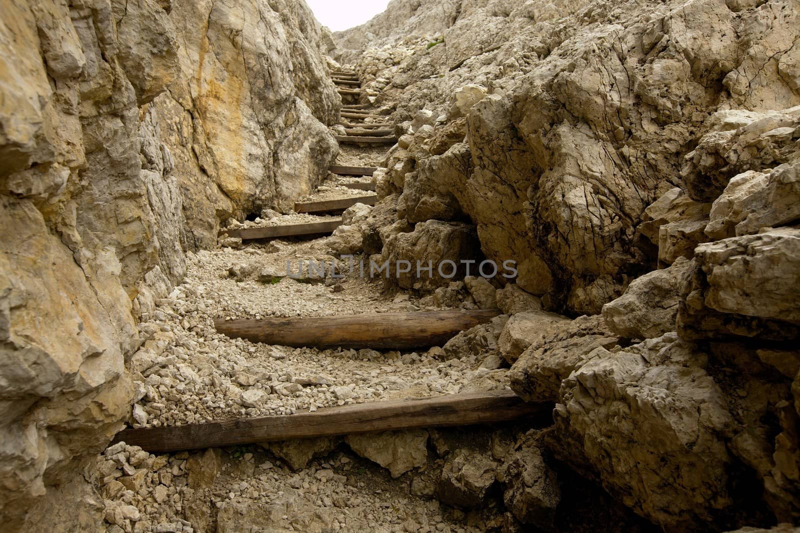 Stairs of a tight mountain path