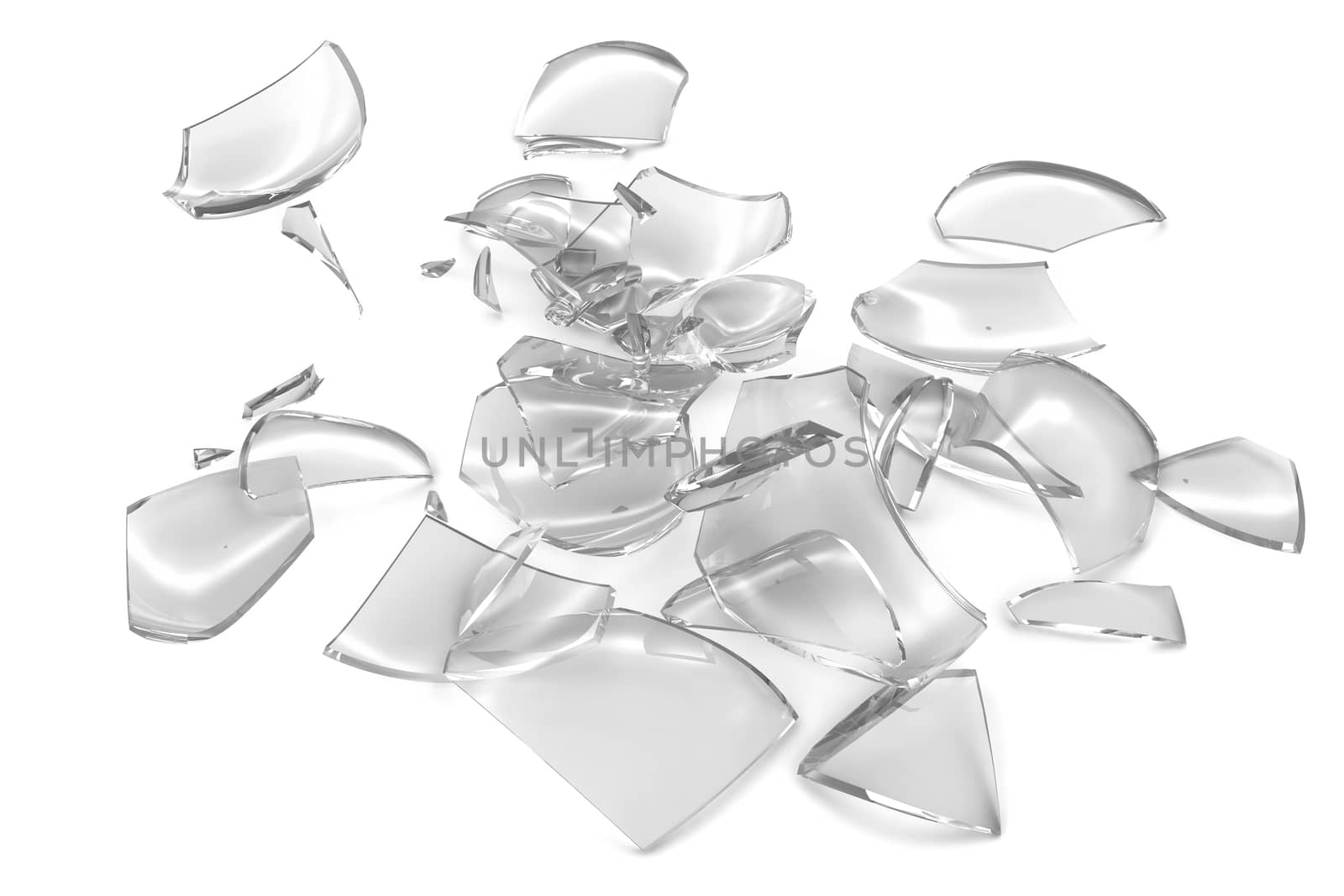 Broken glass. Isolated render on a white background