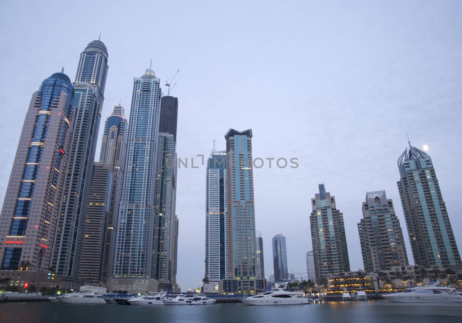 Dubai marina skyline scene during the day