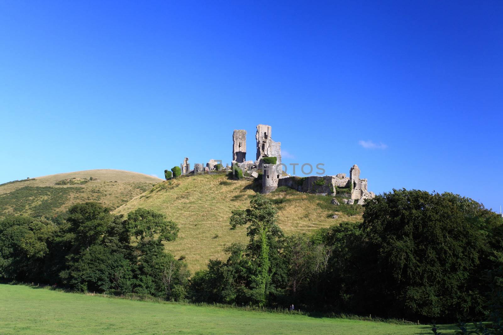 Corfe Castle Ruins in South England Dorset Europe