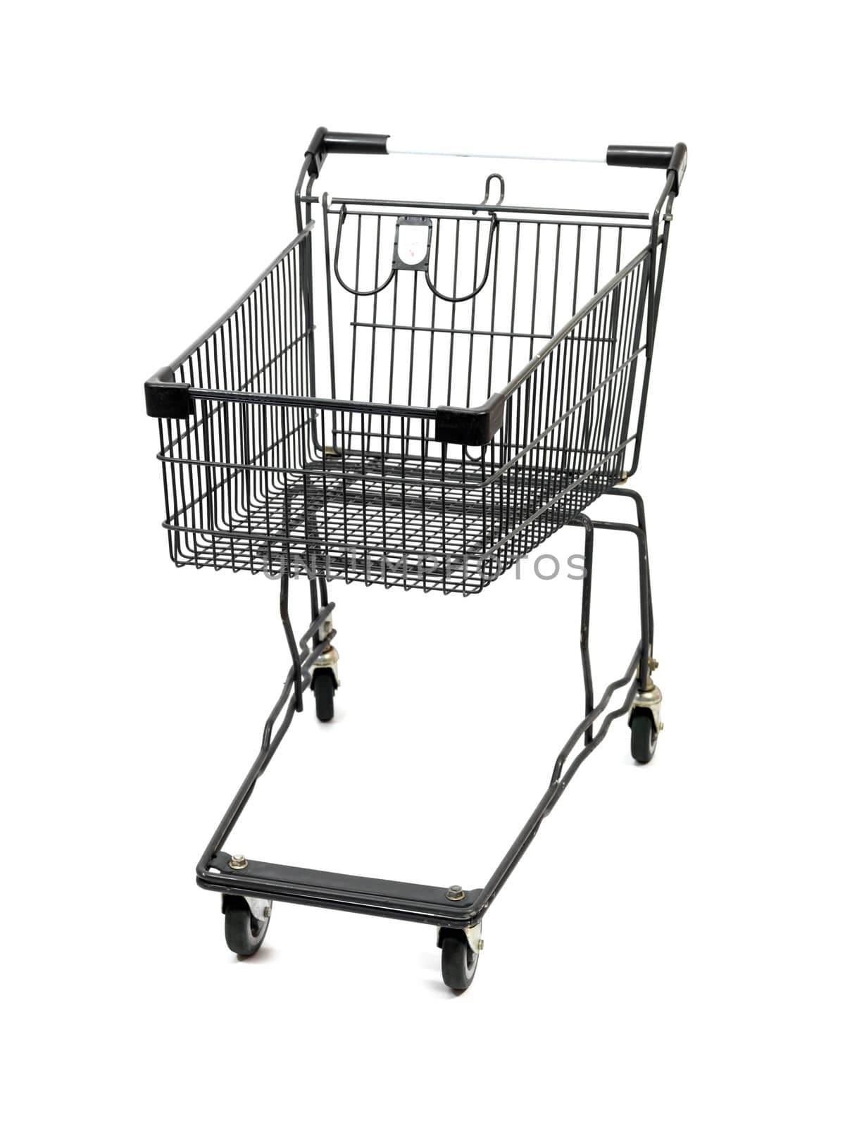 A shopping trolley isolated against a white background