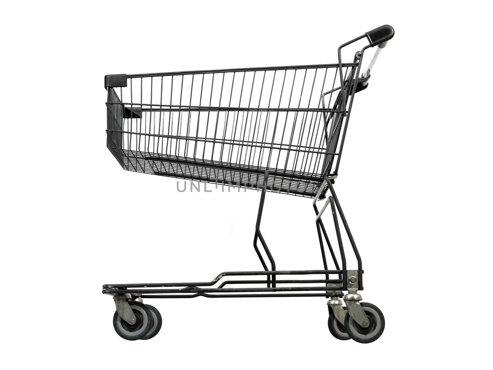 A shopping trolley isolated against a white background