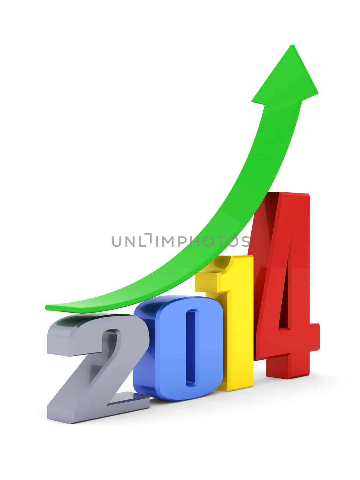 happy new year 2014 Illustrations 3d on a white background