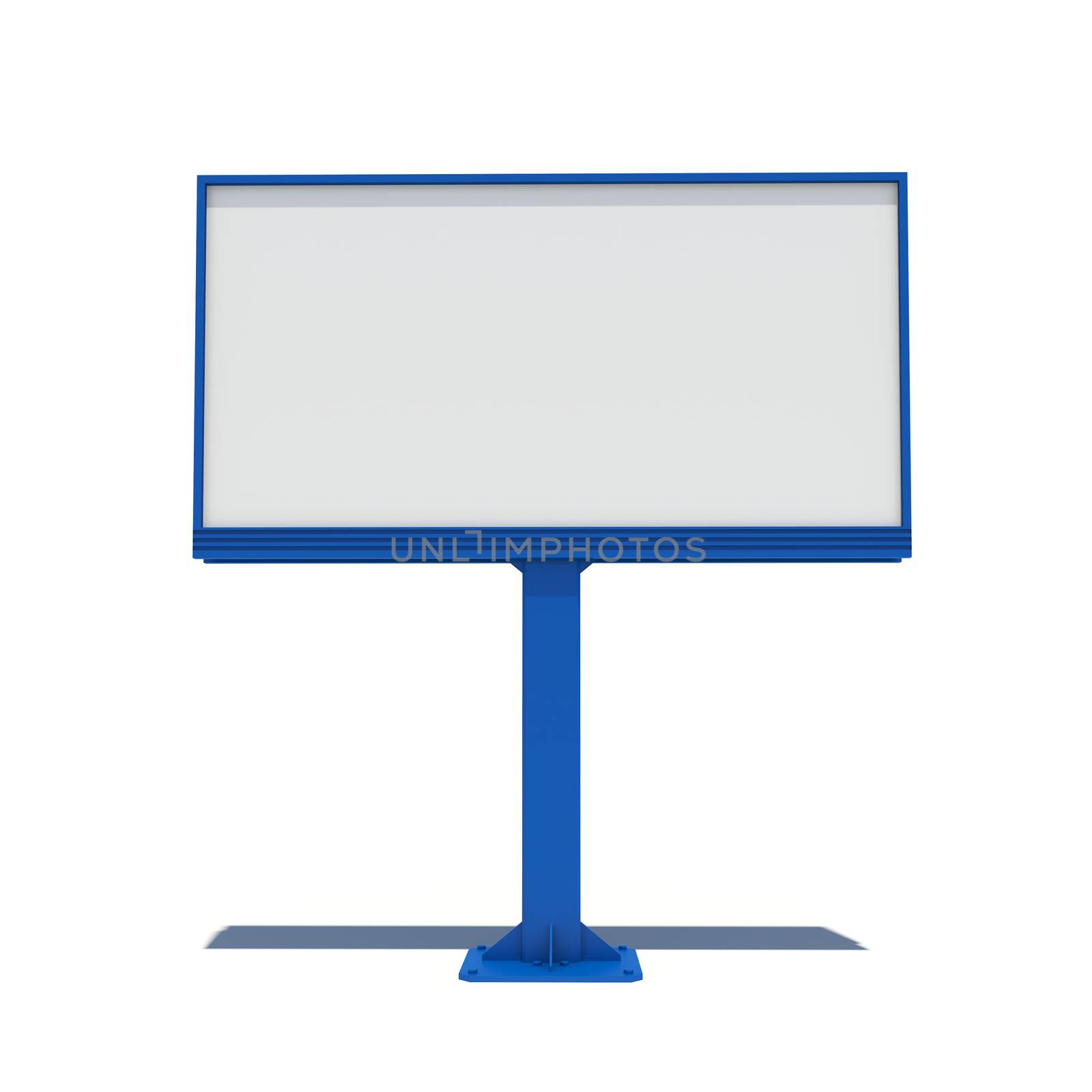 Big blue street billboard. Isolated render on a white background