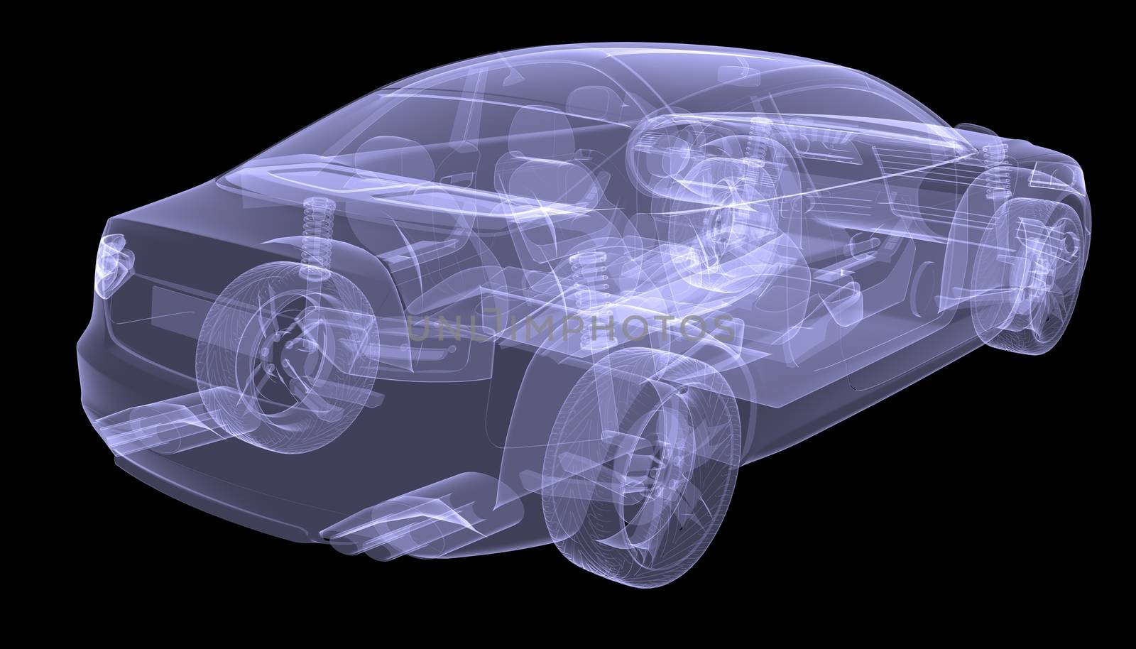 X-ray concept car. Isolated render on a black background