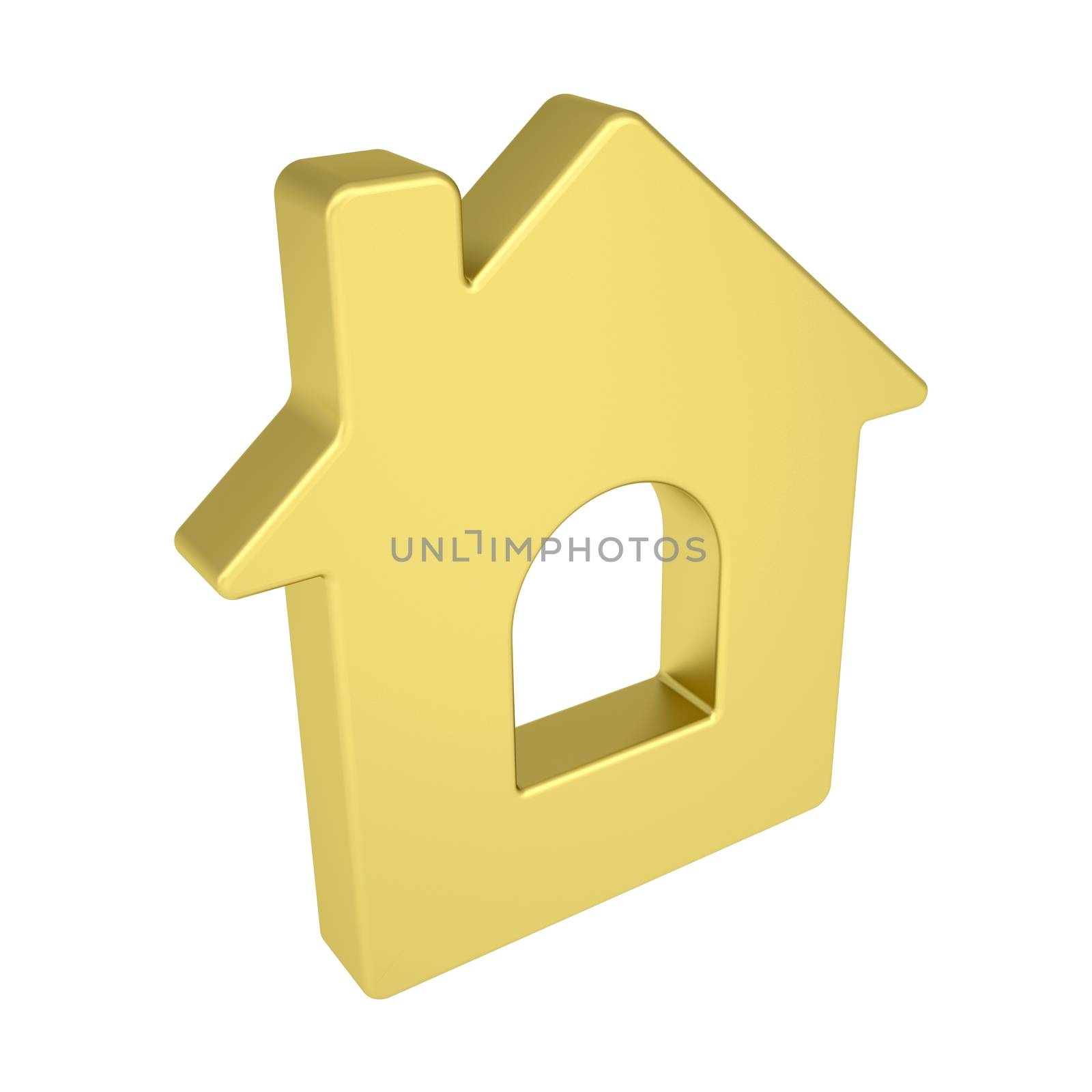 Gold house icon. Isolated render on a white background