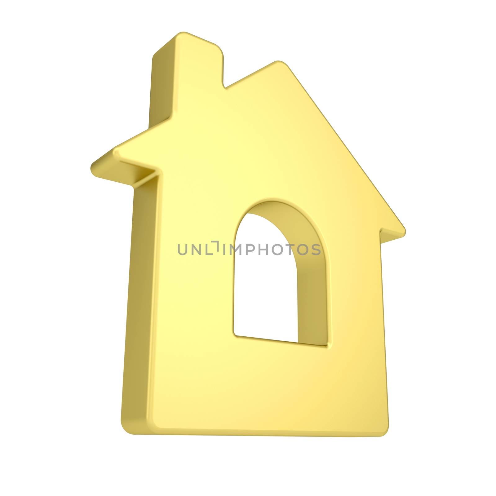 Gold house icon. Isolated render on a white background