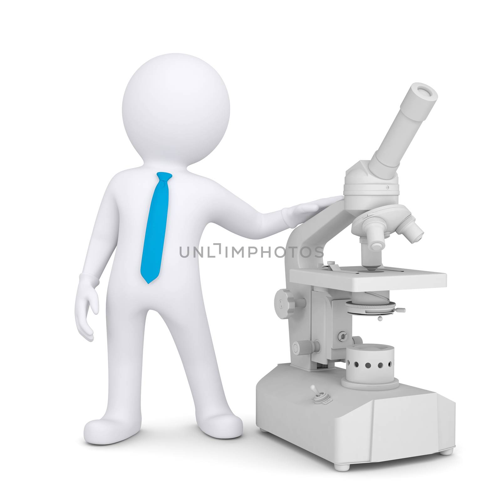 3d man with a microscope by cherezoff