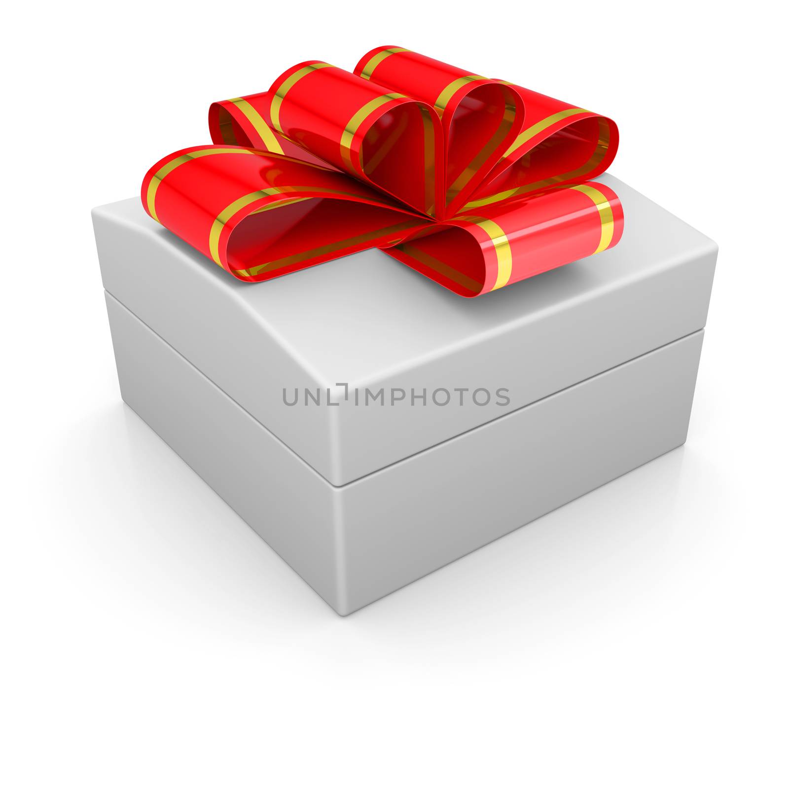 Jewelry box with a ribbon. Isolated render on a white background