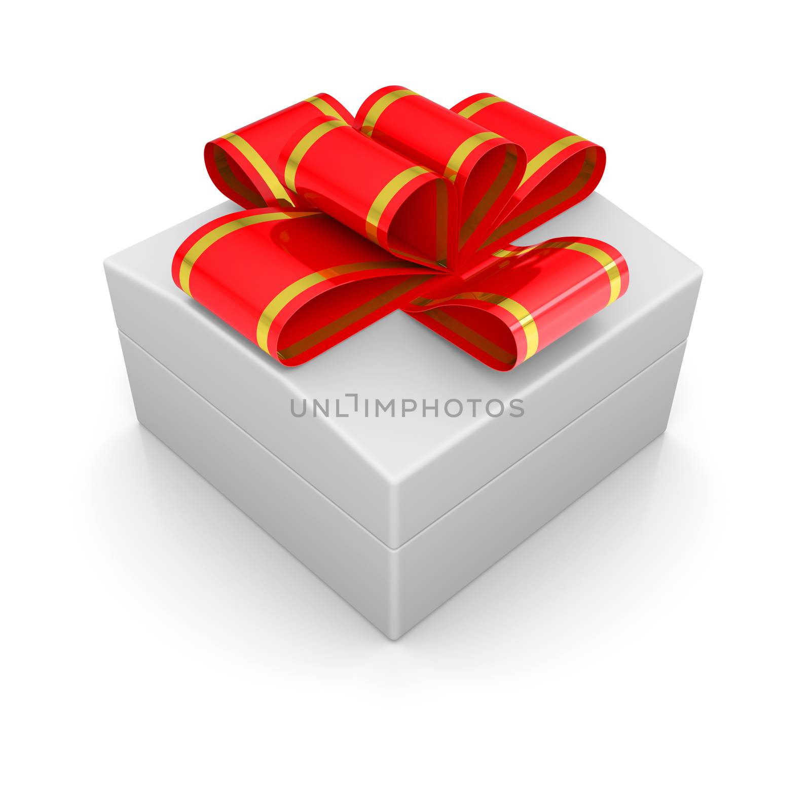 Jewelry box with a ribbon. Isolated render on a white background