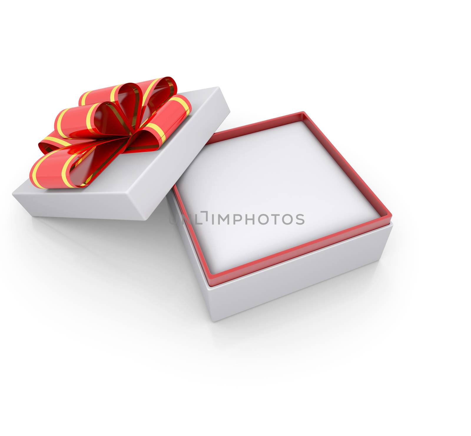 Jewelry box with a ribbon. Isolated render on a white background