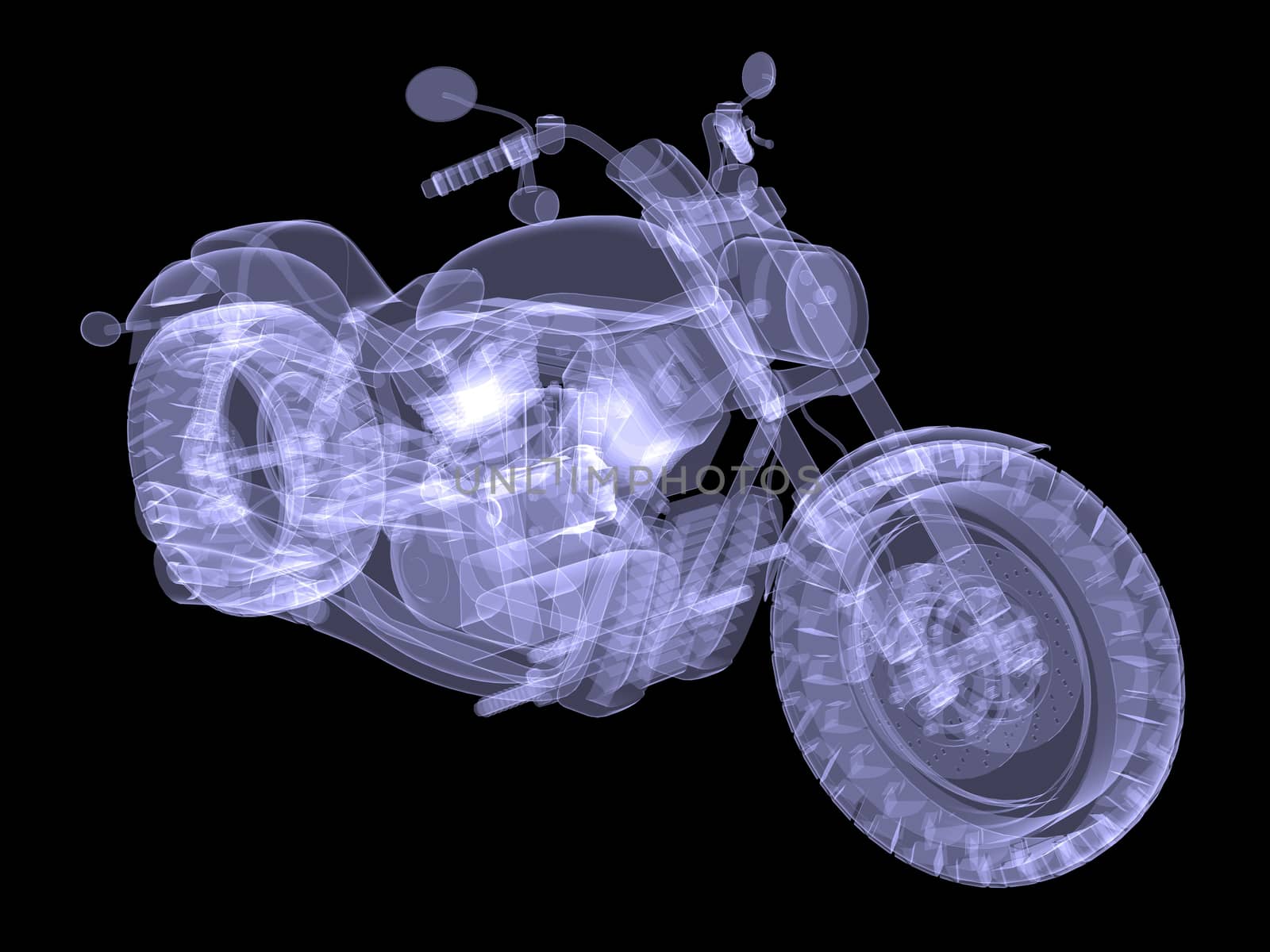 Chopper. The X-ray render on a black background