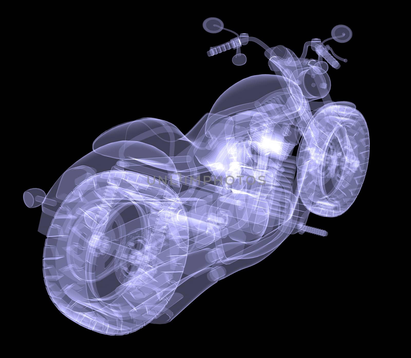 Chopper. The X-ray render on a black background