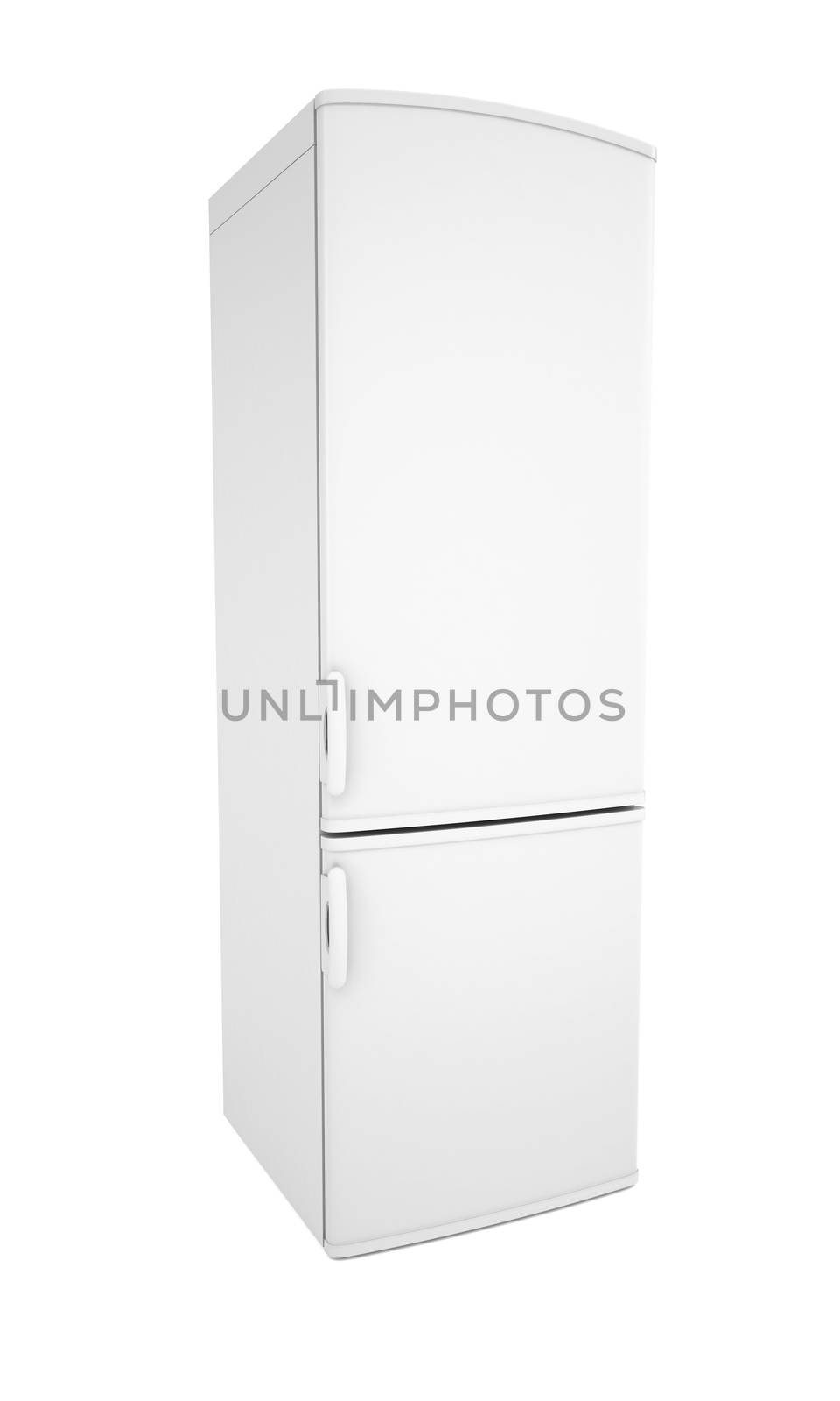 White refrigerator. Isolated render on a white background