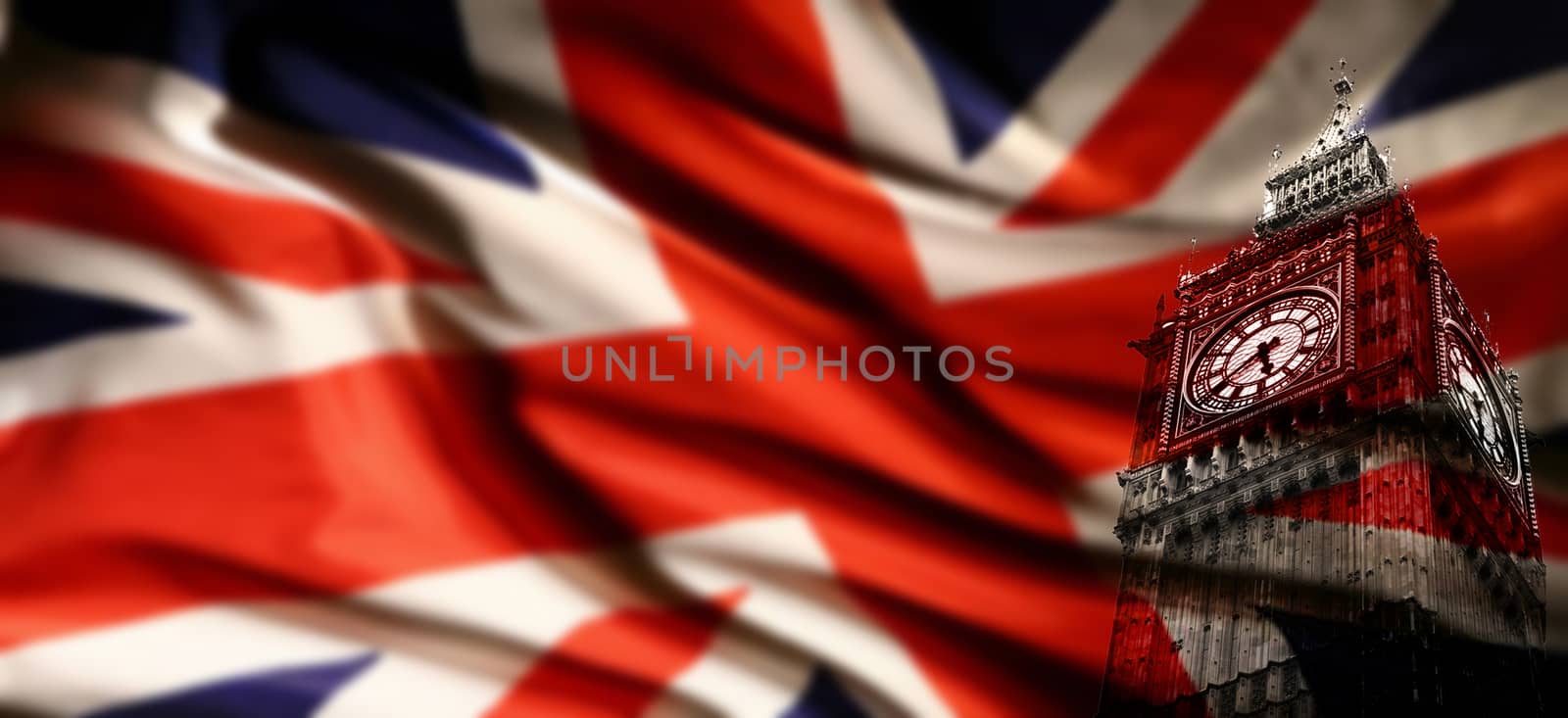 UK flag with Big Ben by alentejano