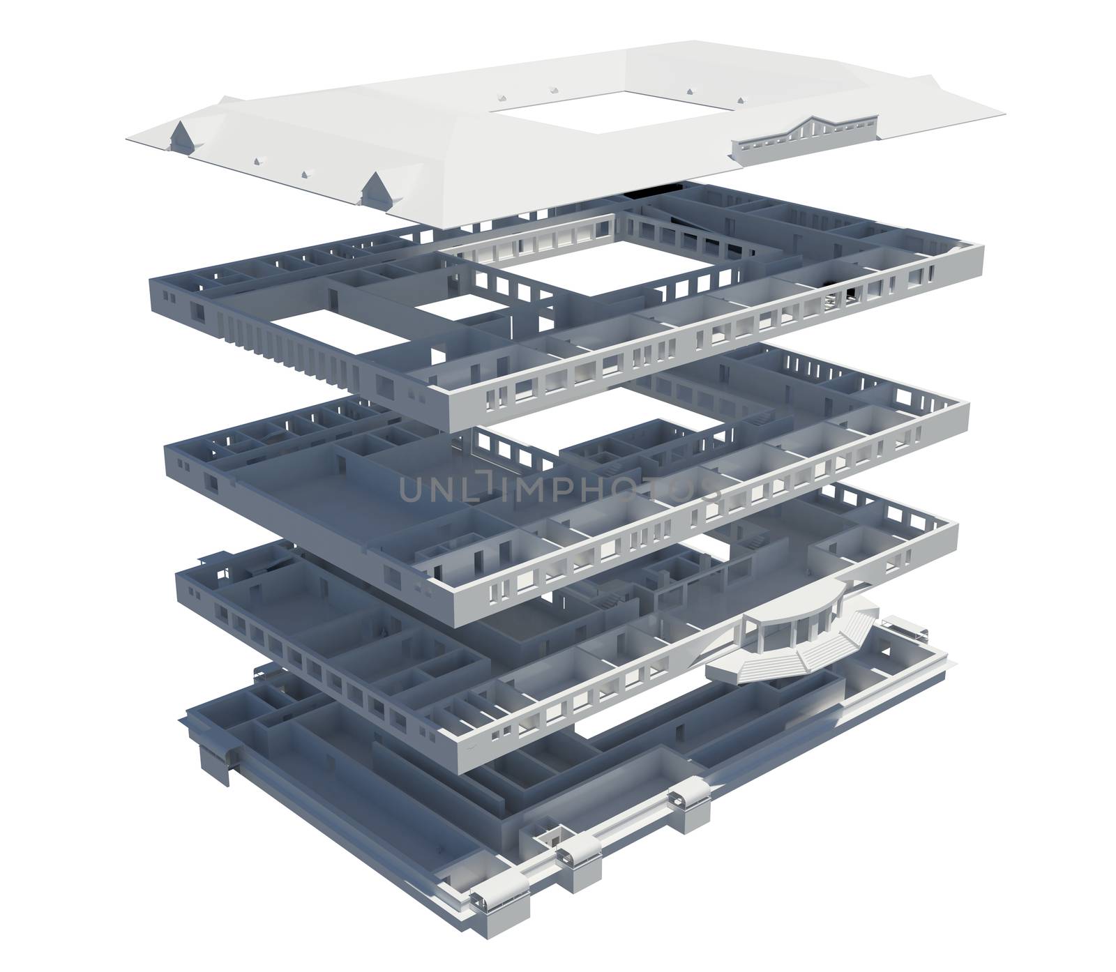 3d apartment plan. Isolated render on a white background