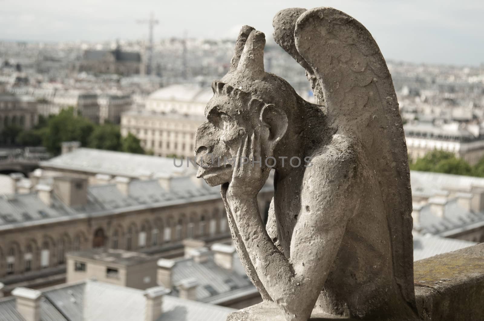 One of Notre-Dame's well known gargoyle statues.