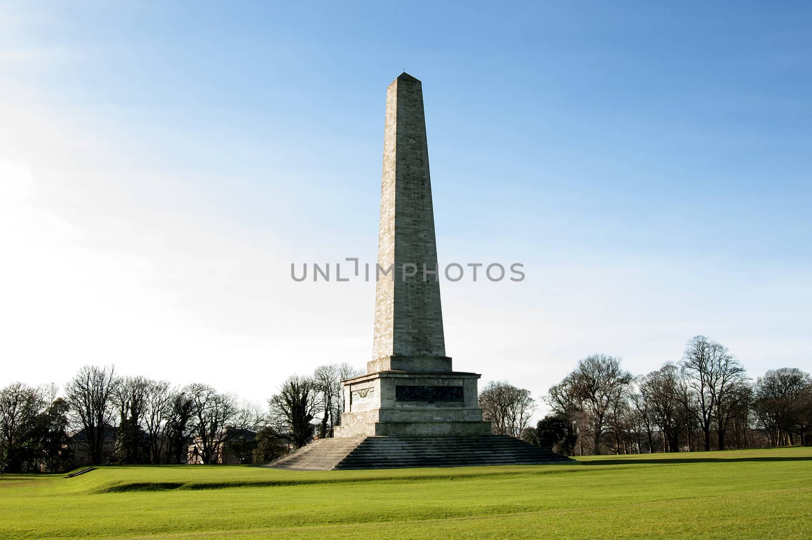 The Wellington Monument is an obelisk located in the Phoenix Park, Dublin, Ireland.
The testimonial is situated at the southeast end of the Park, overlooking Kilmainham and the River Liffey. The structure is 62 metres (203 ft) tall, making it the largest obelisk in Europe