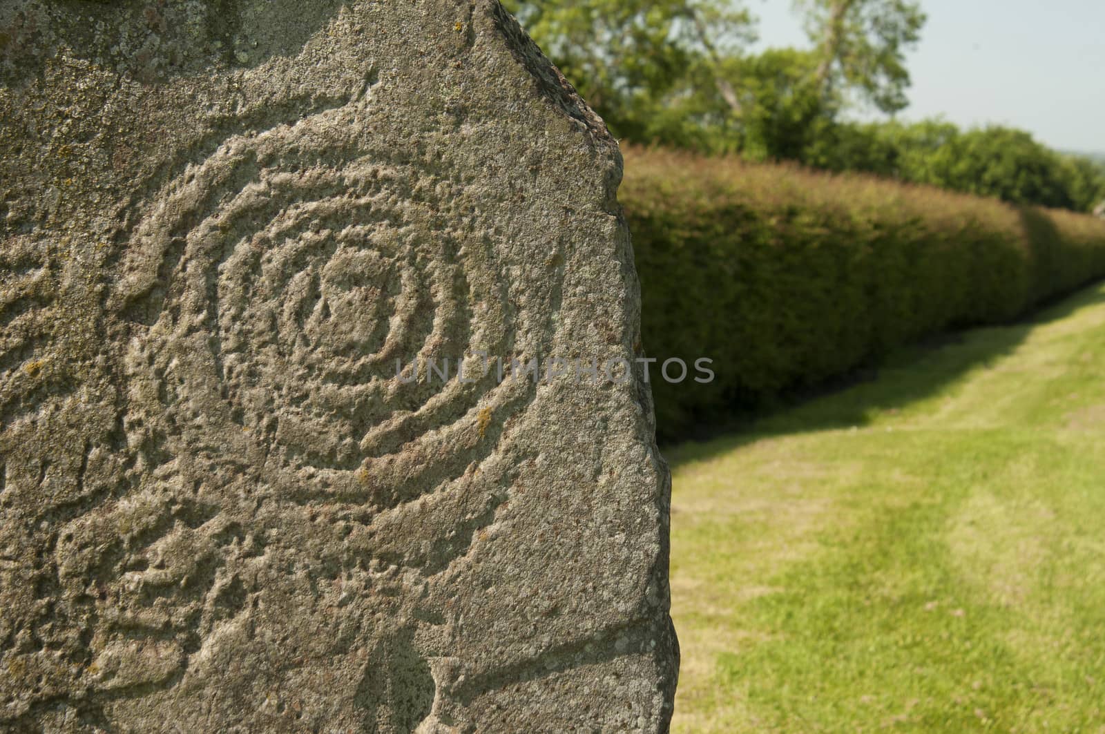 It is a Celtic and pre-Celtic symbol found on a number of Irish Megalithic and Neolithic sites, most notably inside the Newgrange passage tomb, on the entrance stone, and on some of the curbstones surrounding the mound.