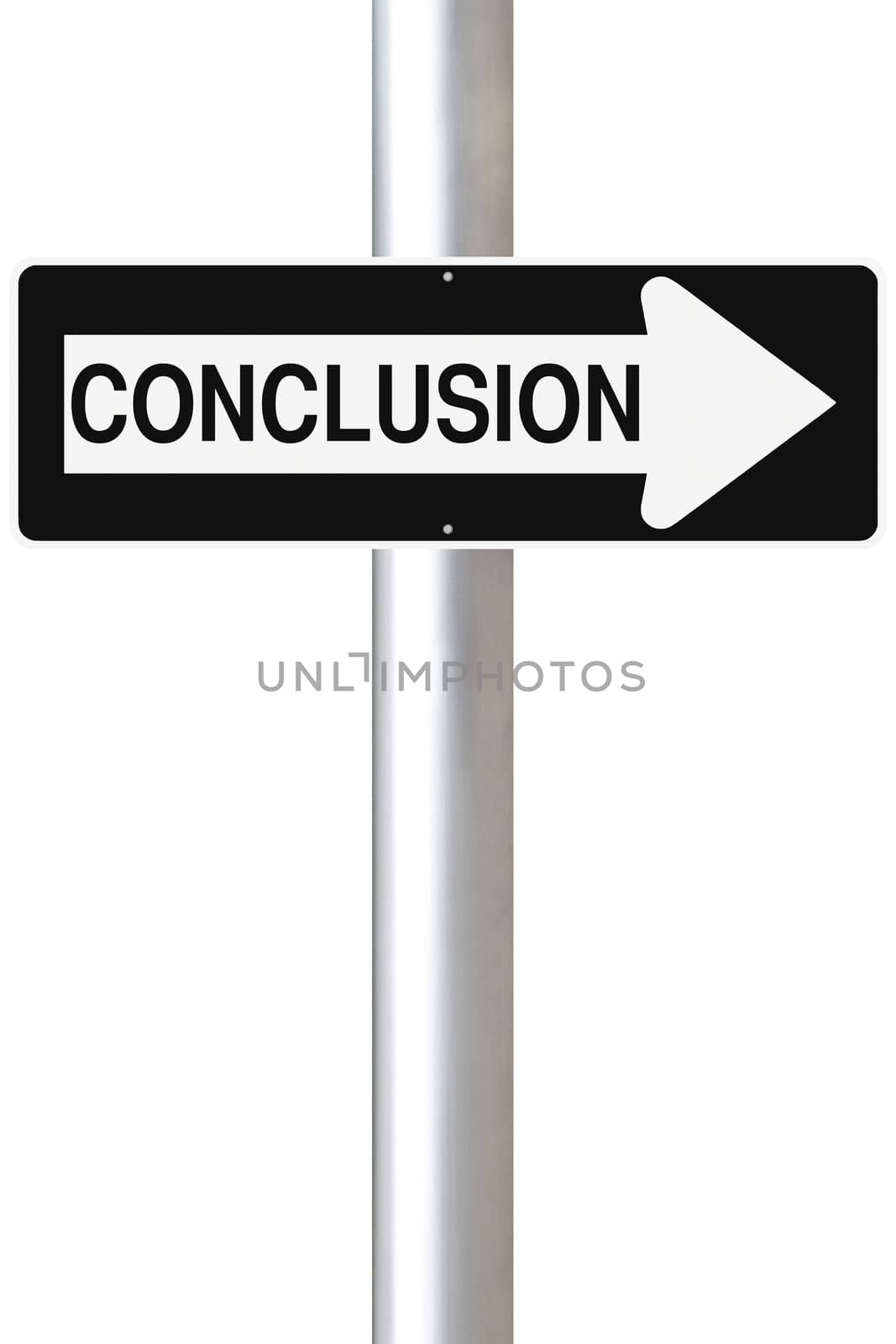 A modified one way street sign indicating conclusion