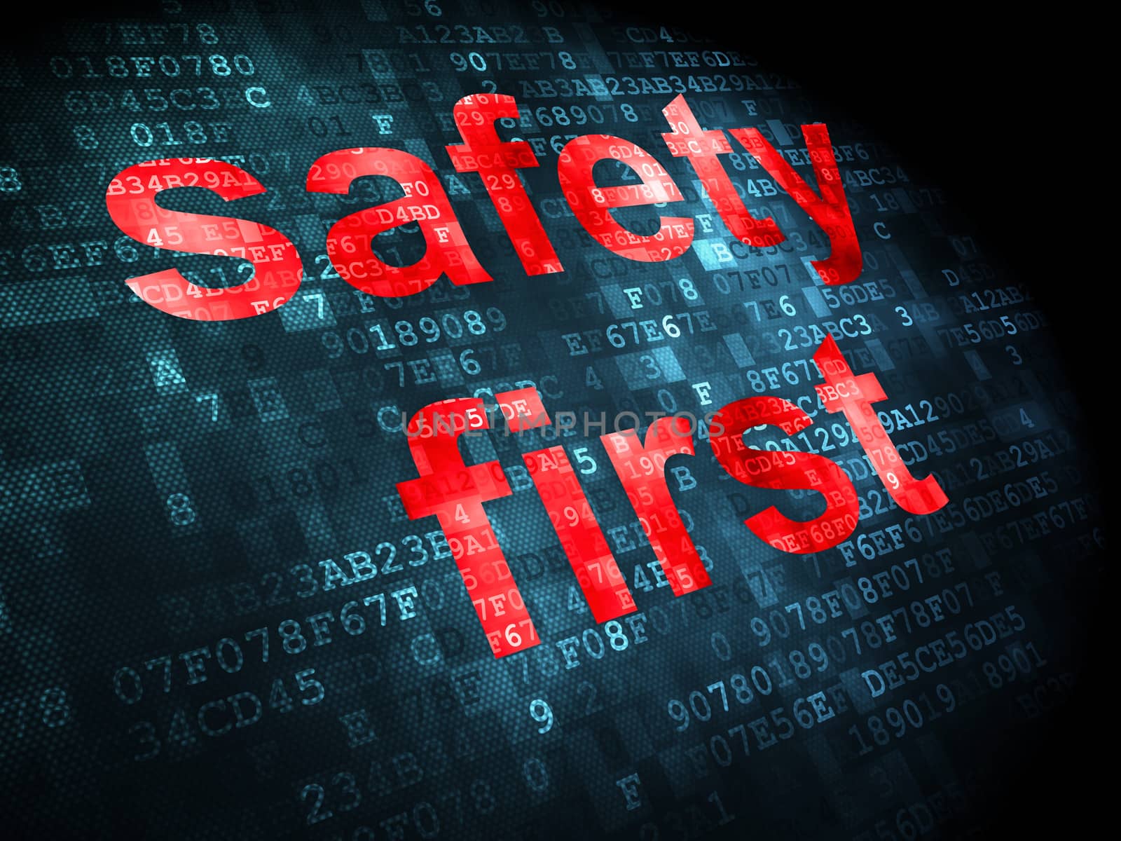 Security concept: safety first on digital background by maxkabakov