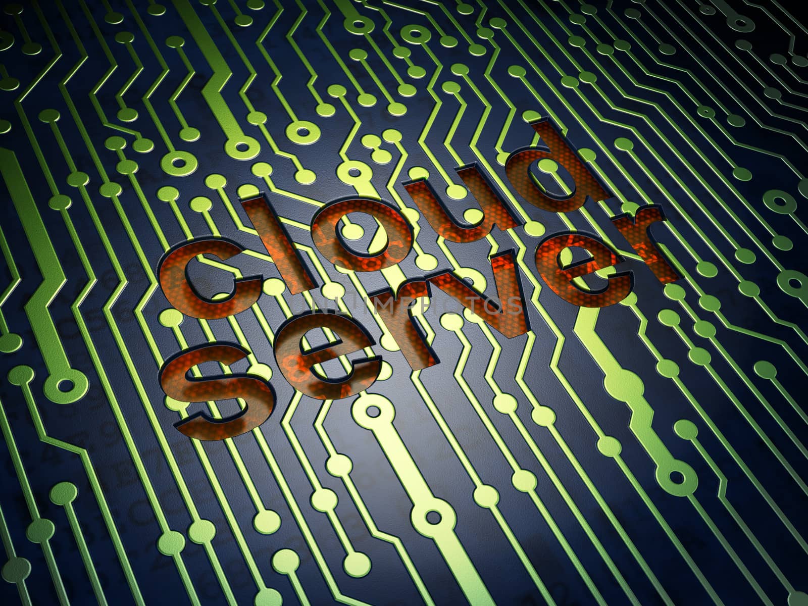 Cloud computing concept: circuit board with word Cloud Server, 3d render