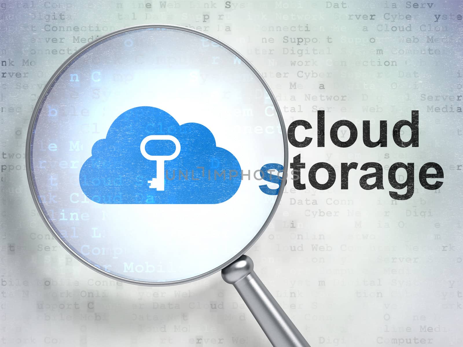 Cloud computing concept: Cloud With Key and Cloud Storage with o by maxkabakov