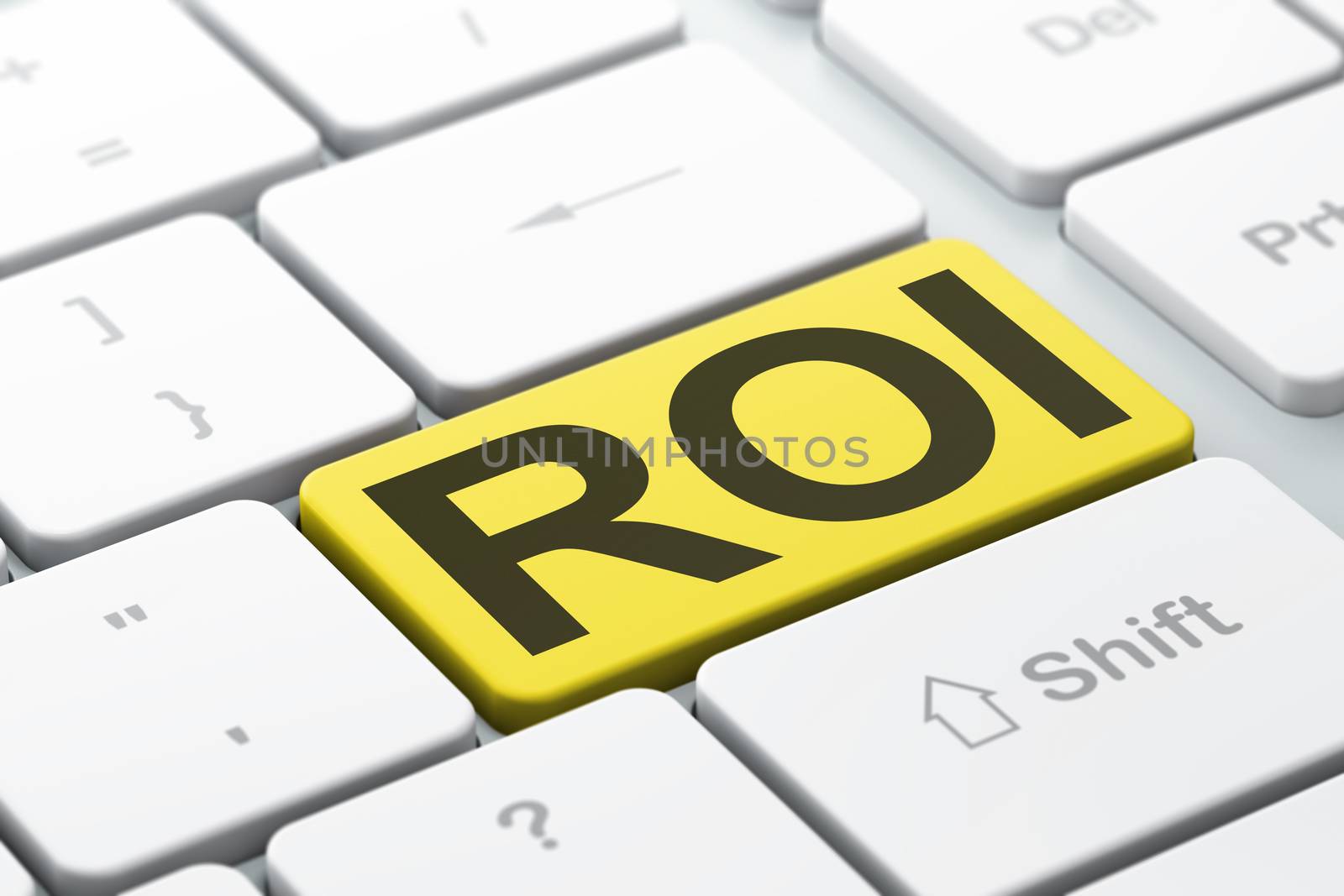 Finance concept: ROI on computer keyboard background by maxkabakov