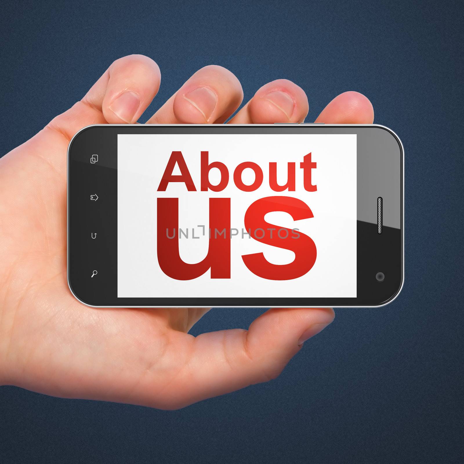 Marketing concept: About Us on smartphone by maxkabakov