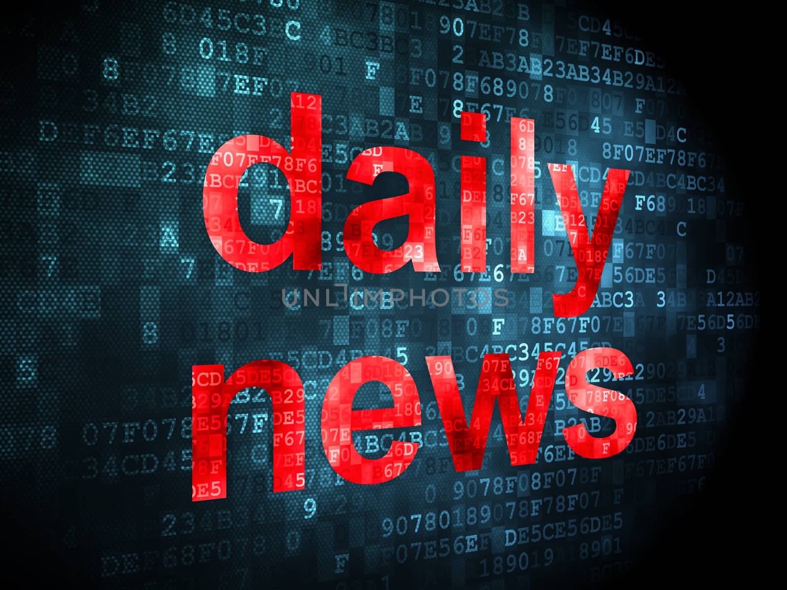 News concept: pixelated words Daily News on digital background, 3d render