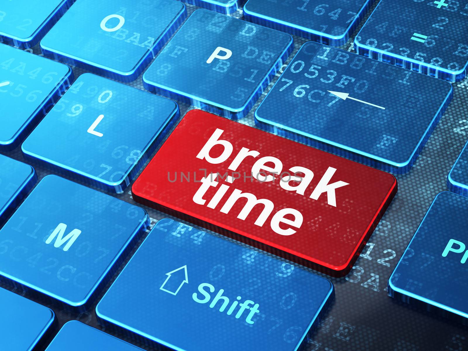 Timeline concept: Break Time on computer keyboard background by maxkabakov