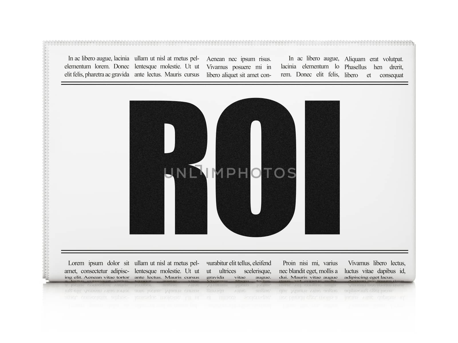 Business news concept: newspaper headline ROI by maxkabakov