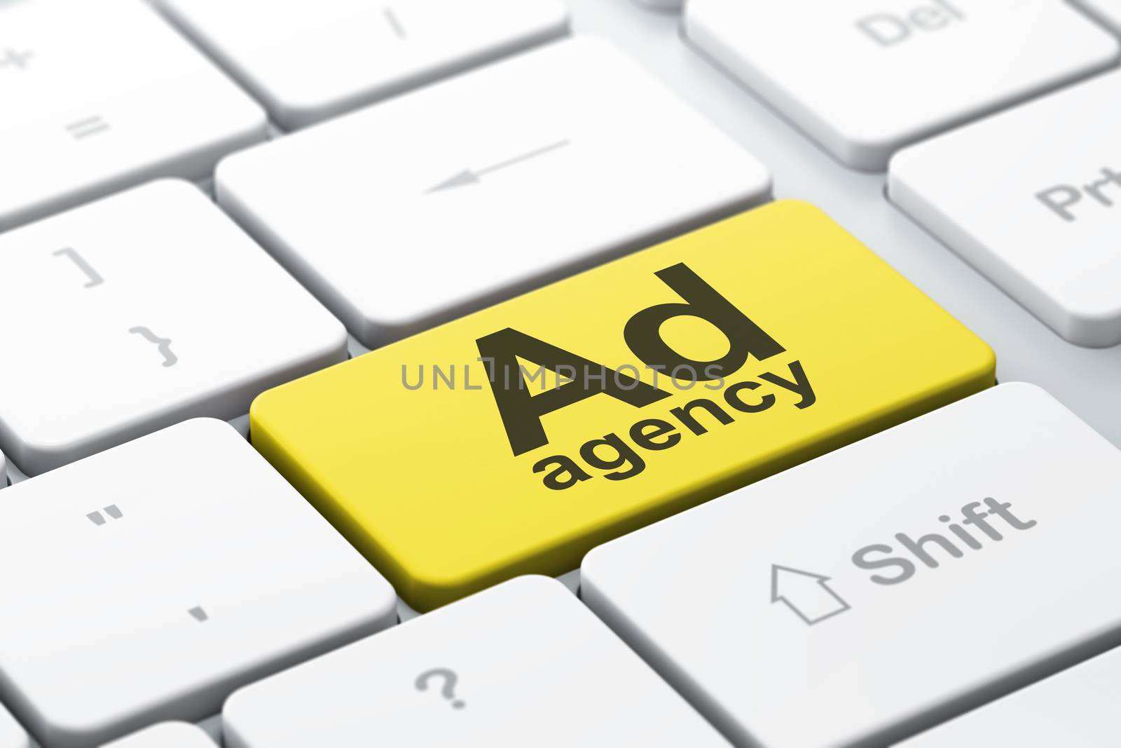 Advertising concept: Ad Agency on computer keyboard background by maxkabakov