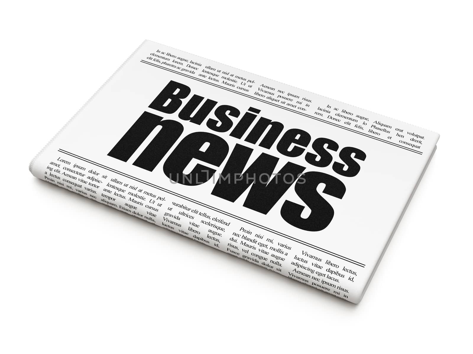 News news concept: newspaper headline Business News on White background, 3d render