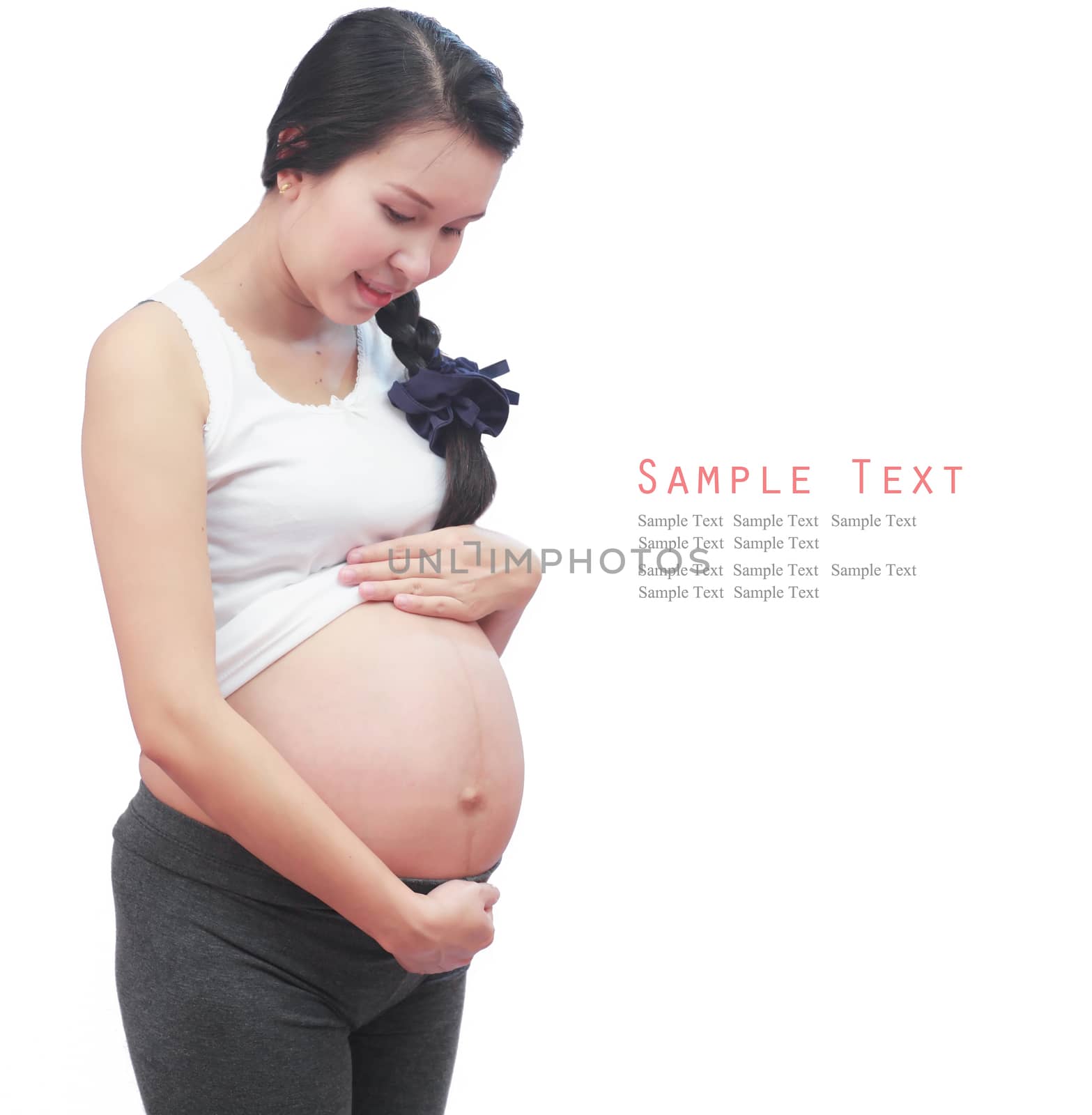 Pregnant woman on a white background. by thanatip