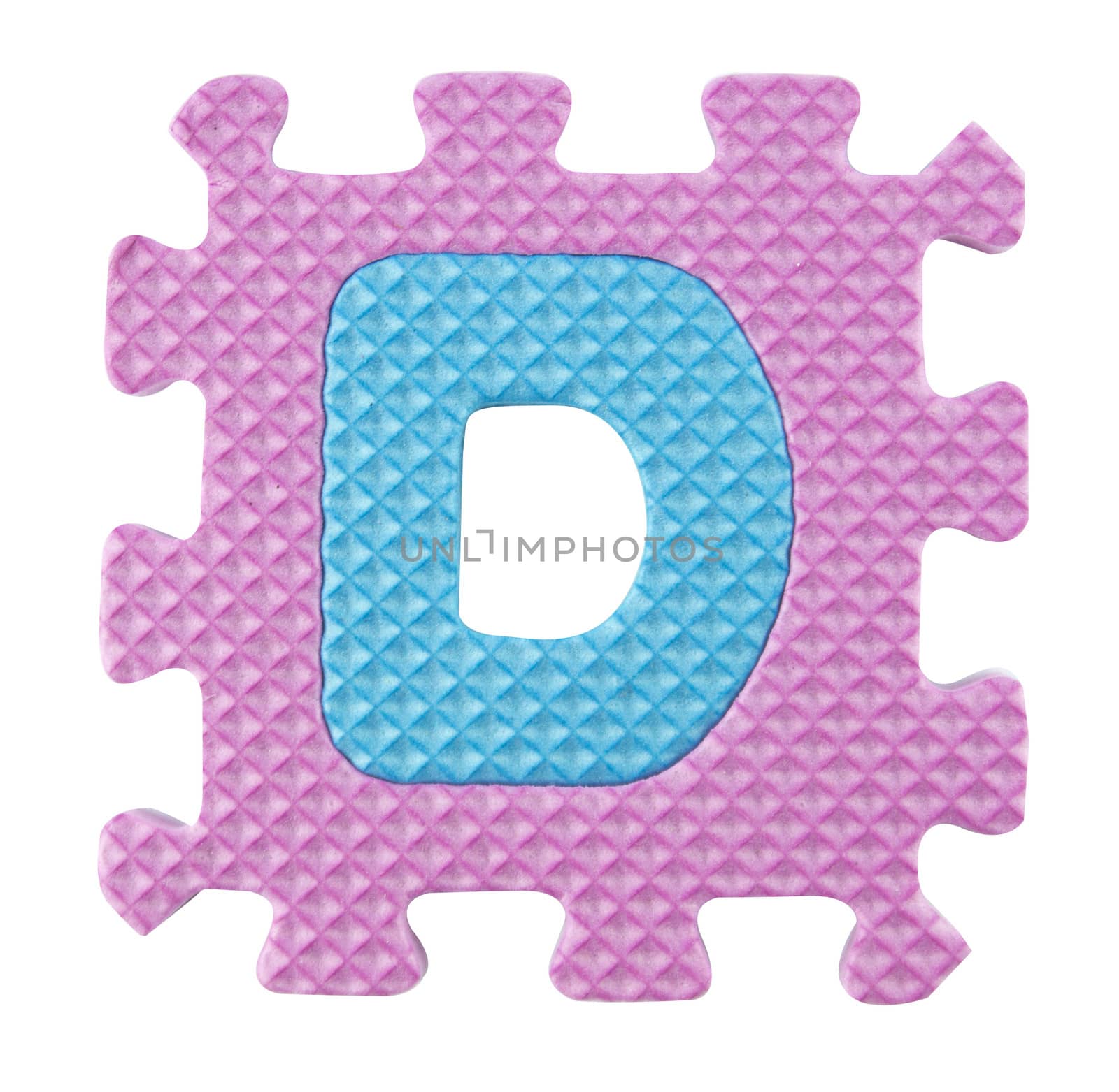 D letter, Alphabet puzzle isloated on white background , with clipping path.