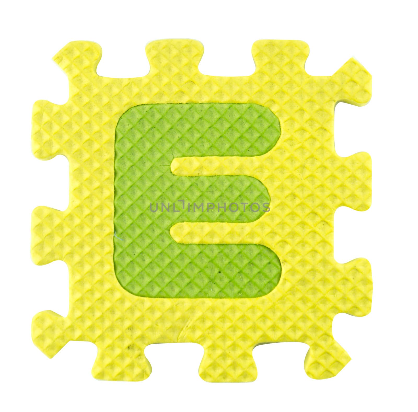 E letter, Alphabet puzzle isloated on white background , with clipping path.