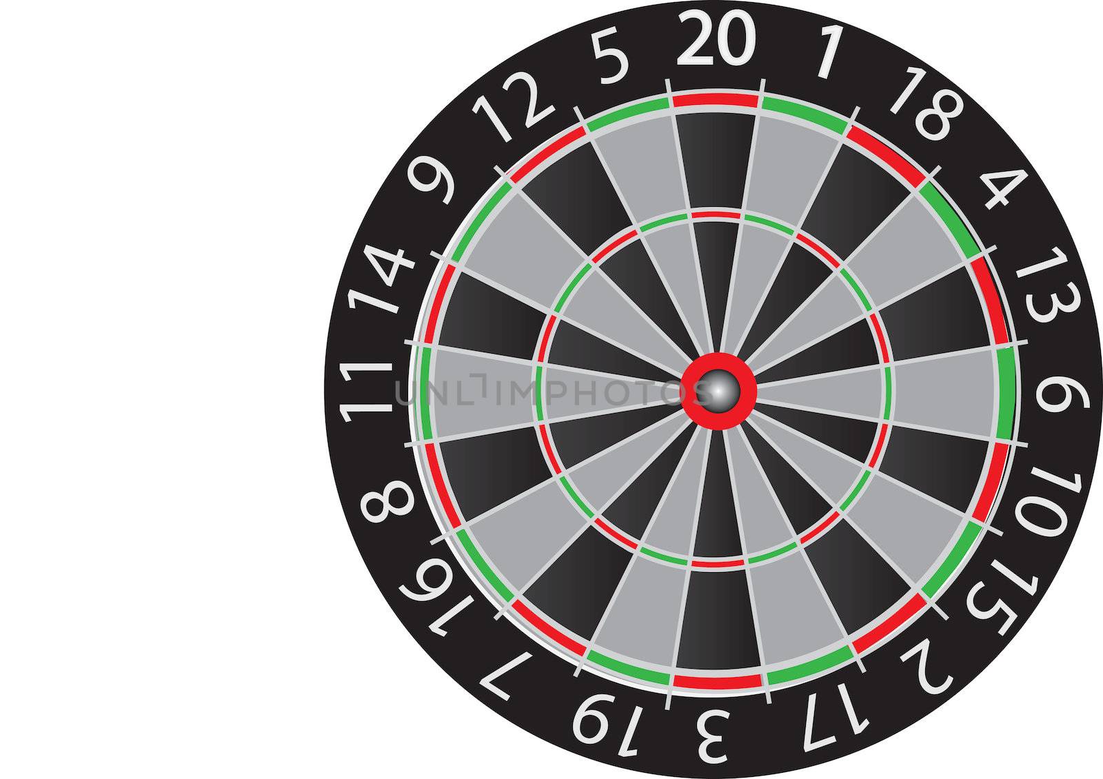 darts board drawing in red black and green