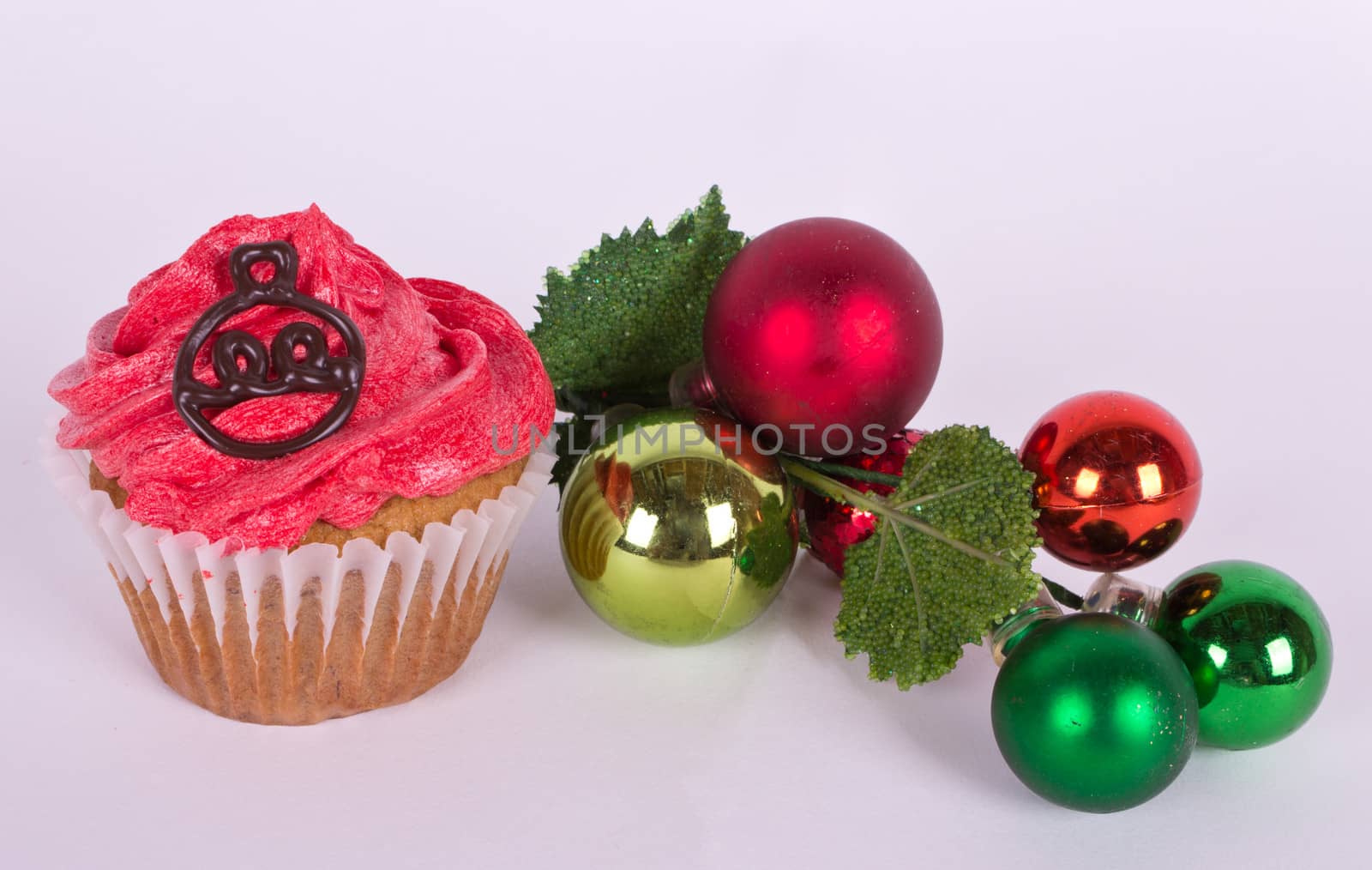 Christmas tree ornament and cupcake