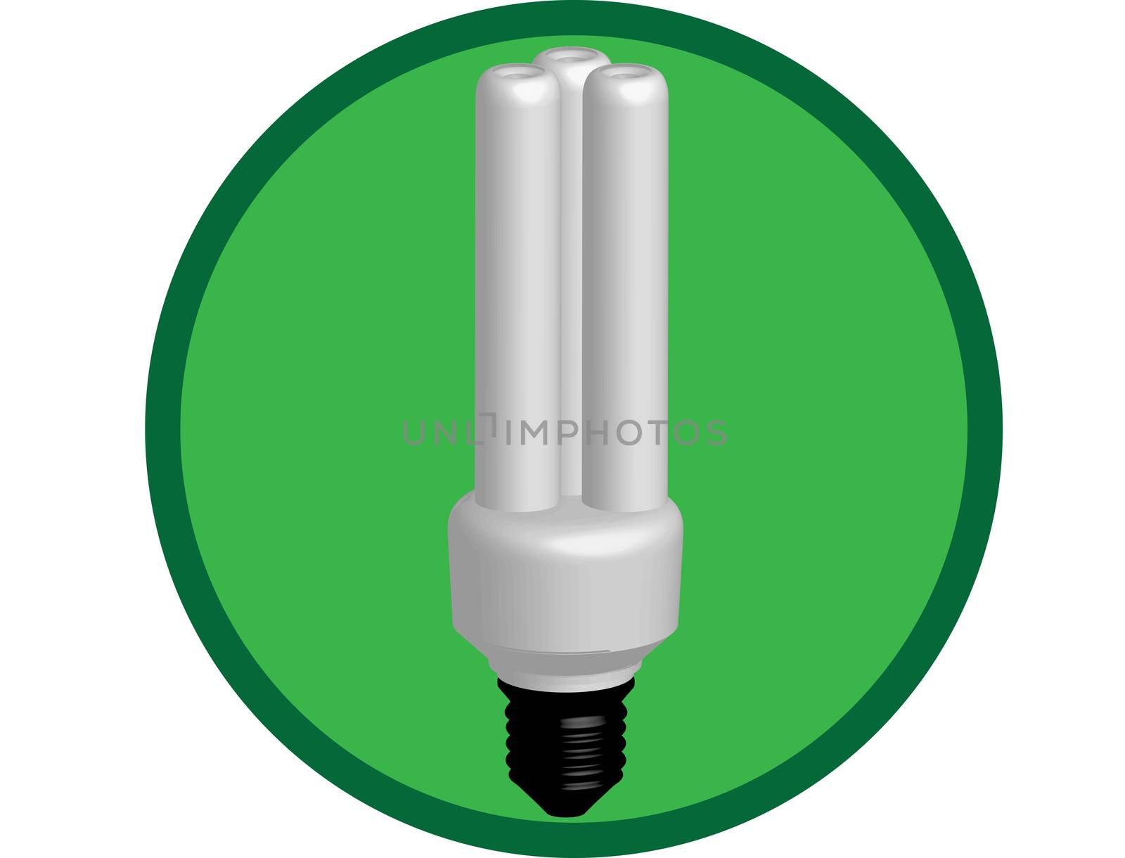 round sign with green energy saving light