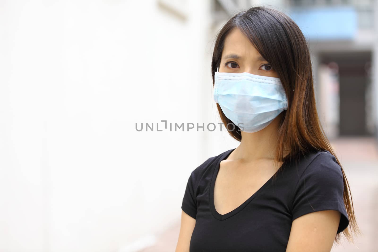 Asian woman wear protective face mask