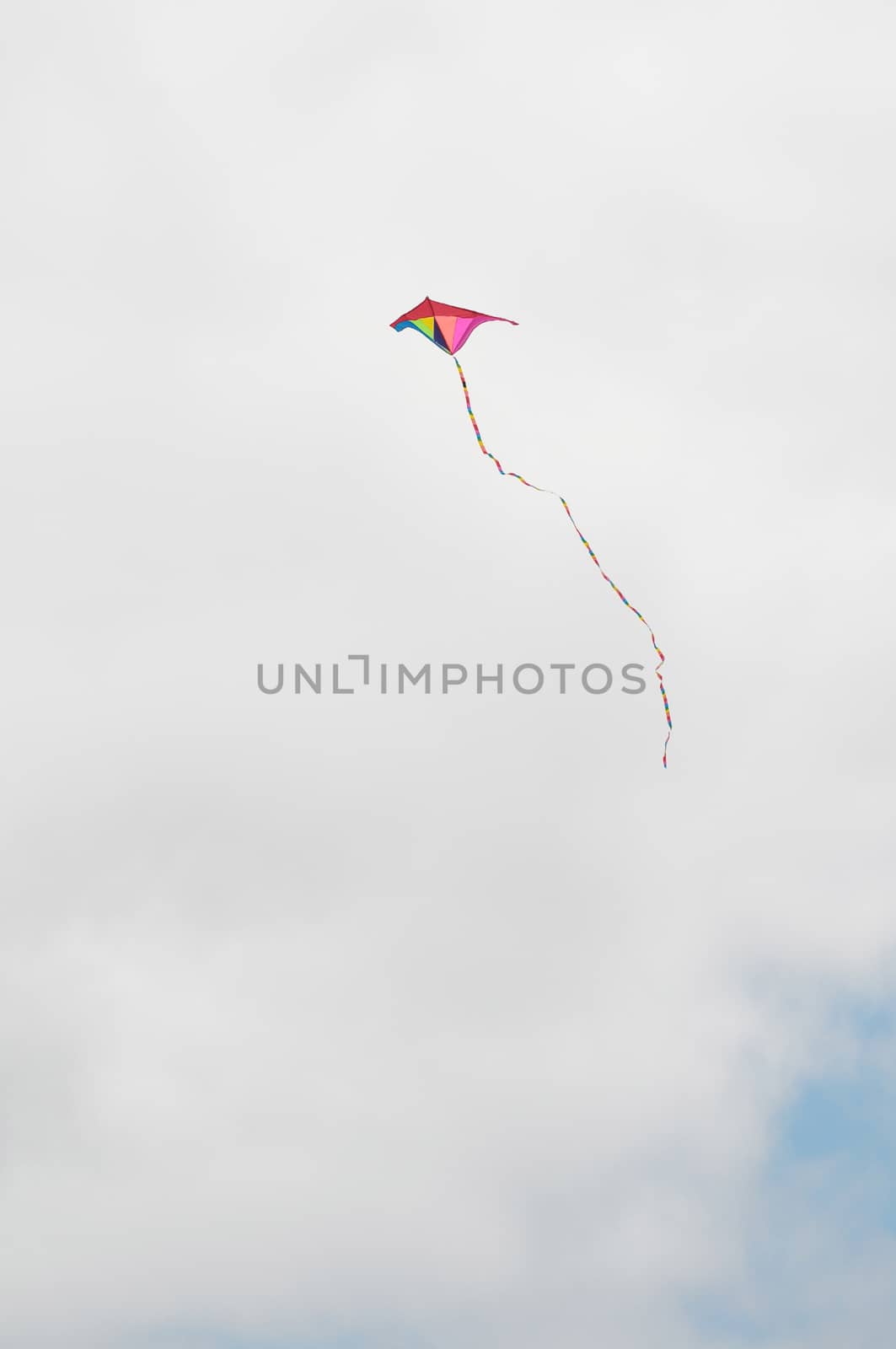 One Kite Flying over a Cloudy Sky, in Canary Islands, Spain