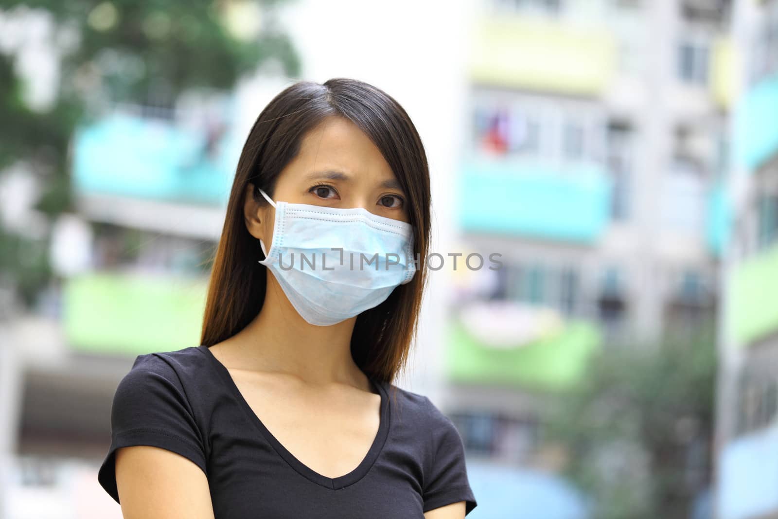 Asian woman wear protective face mask