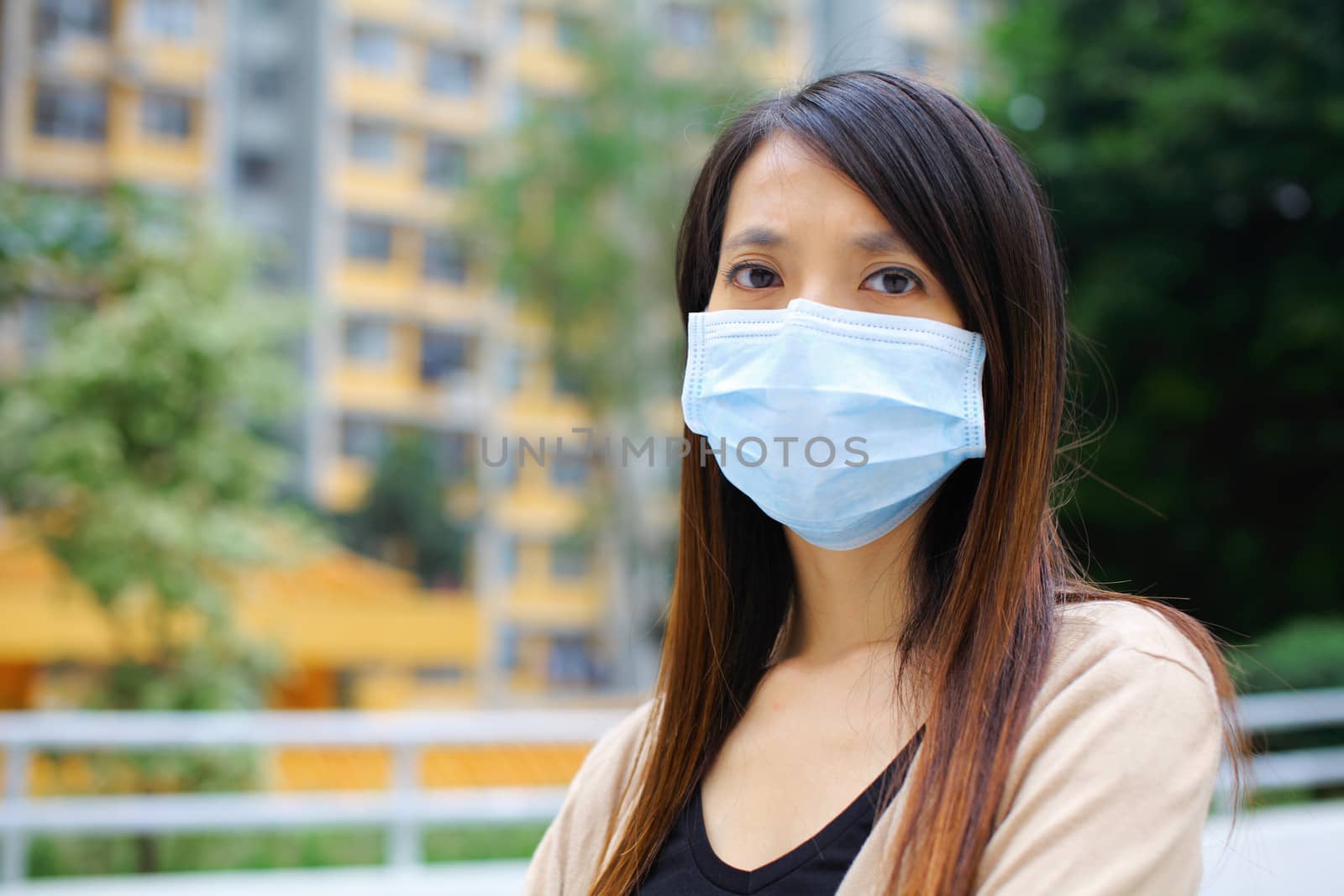 Asian woman wear protective face mask
